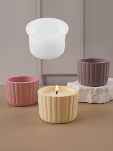 Candle Cup Cement Mold I Mini Size Concrete Striped Silicone Epoxy Casting Candlestick Mould