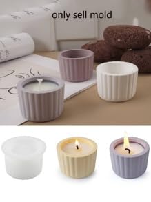 Candle Cup Cement Mold I Mini Size Concrete Striped Silicone Epoxy Casting Candlestick Mould