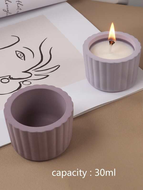 Candle Cup Cement Mold I Mini Size Concrete Striped Silicone Epoxy Casting Candlestick Mould