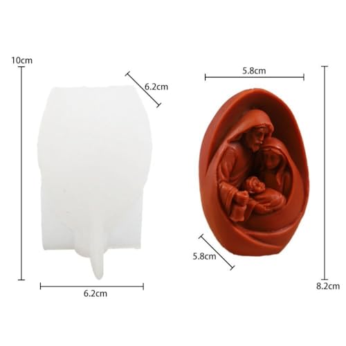 Nativity Scene Candle Mold I Jesus Family Oval Shape Silicone Scented Sculpture Mould