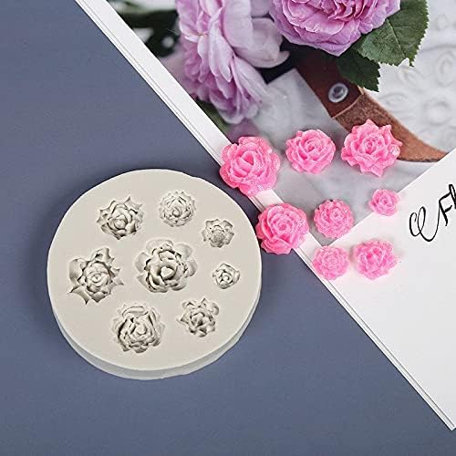 Small Rose Cake Mould I 3D Fondant Flowers Silicone Chocolate Mold 9 Cavity