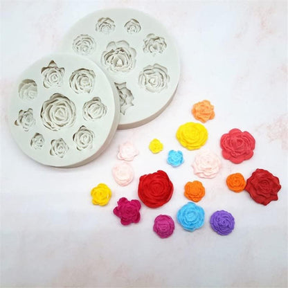 Small Rose Cake Mould I 3D Fondant Flowers Silicone Chocolate Mold 9 Cavity