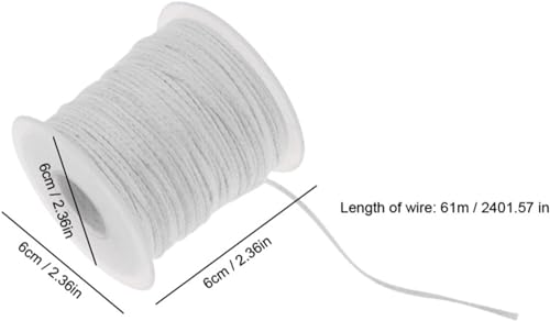 Candle Wick I Natural Cotton Braided Threads I Spool Roll Pre Waxed Wicks I for DIY Handmade Candle & Soap Making, Arts & Crafts I White - 61 Meter