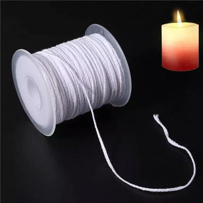 Candle Wick I Natural Cotton Braided Threads I Spool Roll Pre Waxed Wicks I for DIY Handmade Candle & Soap Making, Arts & Crafts I White - 61 Meter