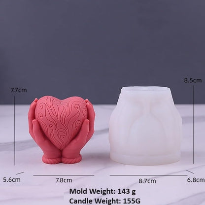 3D Fondant Love Heart Shape with Base Silicone Scented Wax Mould