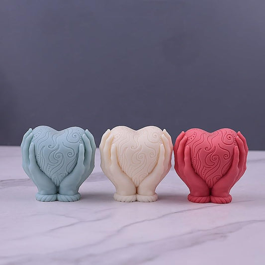 3D Fondant Love Heart Shape with Base Silicone Scented Wax Mould