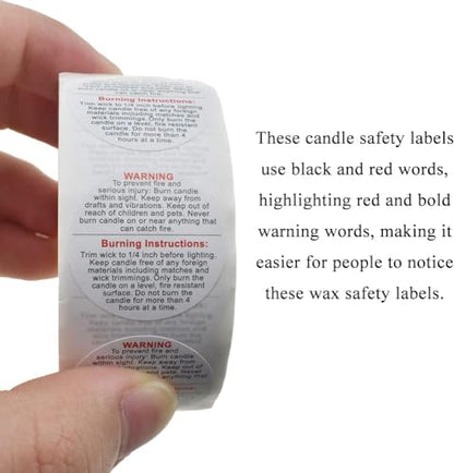 Candle Warning Stickers I White Circular Safety Sticker I Waterproof, Easy to Peel I Round Label for Candle Making DIY Candle Jars Container and Tins – 500 Pcs (1 Inch)