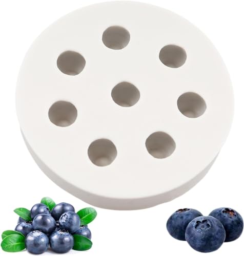 8-Cavity Store Fruit Blueberry Fondant Mould Berries Candle Silicone Mold Sugarpaste Mould Chocolate Jelly Candy Resin Mould Cake Decorating Cupcake Decoration Tool Wax Melts Molds ice Cube