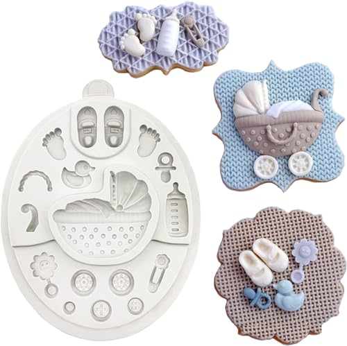 Baby Shower Theme Fondant Mold I 3D Newborn Baby Accessories Mini Round Silicone Mould