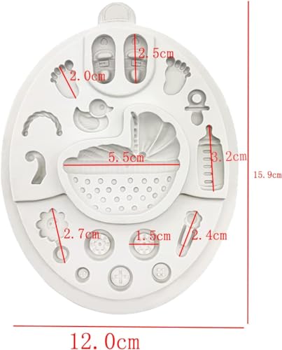 Baby Shower Theme Fondant Mold I 3D Newborn Baby Accessories Mini Round Silicone Mould
