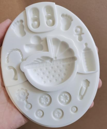 Baby Shower Theme Fondant Mold I 3D Newborn Baby Accessories Mini Round Silicone Mould