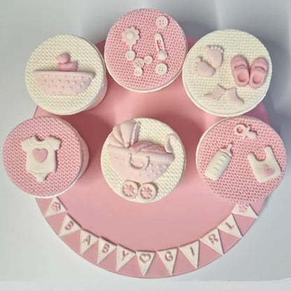 Baby Shower Theme Fondant Mold I 3D Newborn Baby Accessories Mini Round Silicone Mould
