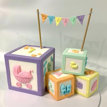 Baby Shower Theme Fondant Mold I 3D Newborn Baby Accessories Mini Round Silicone Mould