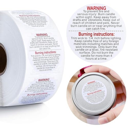 Candle Warning Labels Candle Safety Sticker 1.5 Inch for DIY Candle Jars (500)