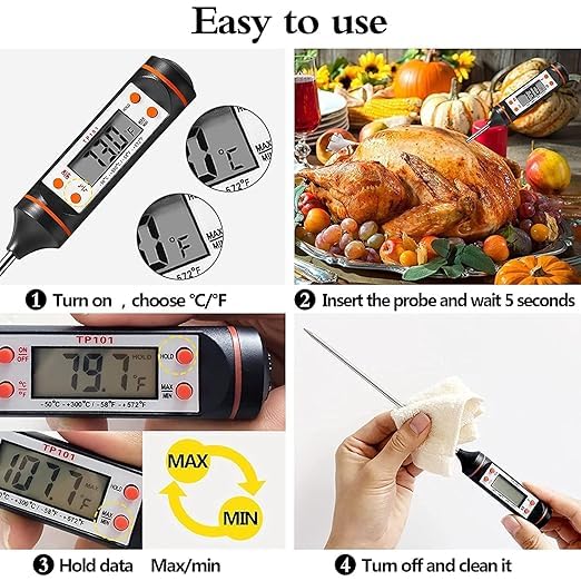 Thermometer Digital Multi-Functional with Instant Read Cooking Thermometer - With auto turn off function Best Digital Thermometer for All Food, liquid Grill, BBQ,Candy