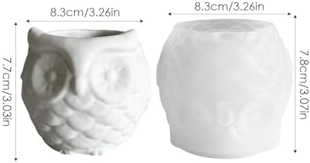 Owl-shaped silicone mould 8.3x7.7cm for concrete planters, candles, and pen holders