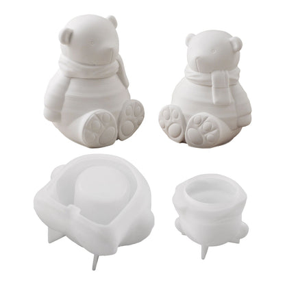 Bear-Shaped Candle Holder Silicone Mould – DIY Candle Making Mold