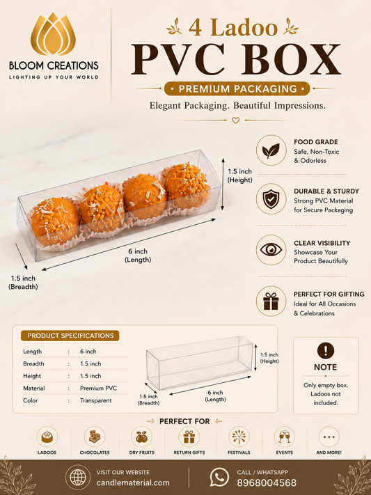 4 Ladoo PVC Box – Crystal Clear Premium Packaging for Ladoos, Chocolates & Dry Fruits