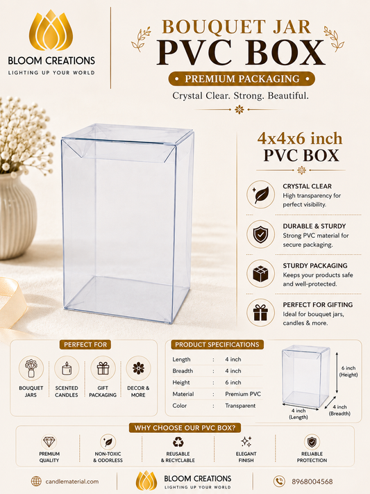 Bouquet Jar PVC Box – 4x4x6 inch Premium Packaging