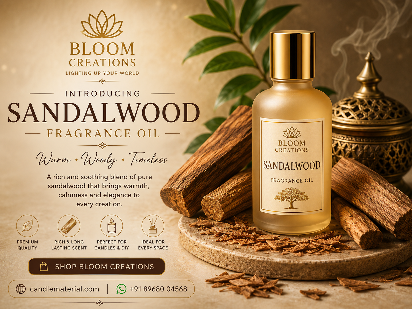 Sandalwood Fragrance Oil for Candle Making – Warm Woody Scent
