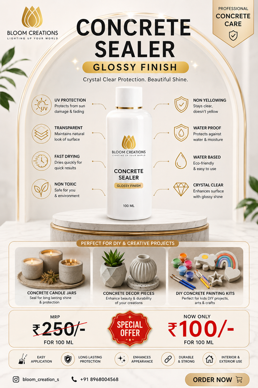 Gloss Polish Concrete Sealer — Protective Finish for Concrete Candle Vessels | Bloom Creations India