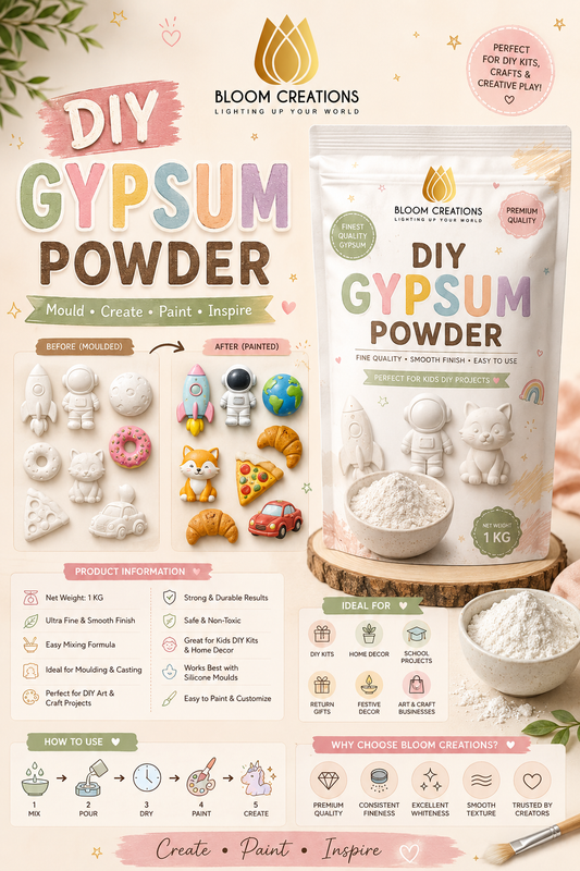 DIY Gypsum Powder 1kg – Fine Quality for Moulding, Casting & Craft Projects