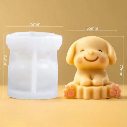 Cute dog puppy silicone mold for novelty pet-themed candles and resin crafts