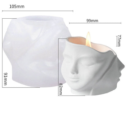 Abstract Face Silicone Mold | 10cm Dual Profile Candle Wax Planter Pottery Ornament