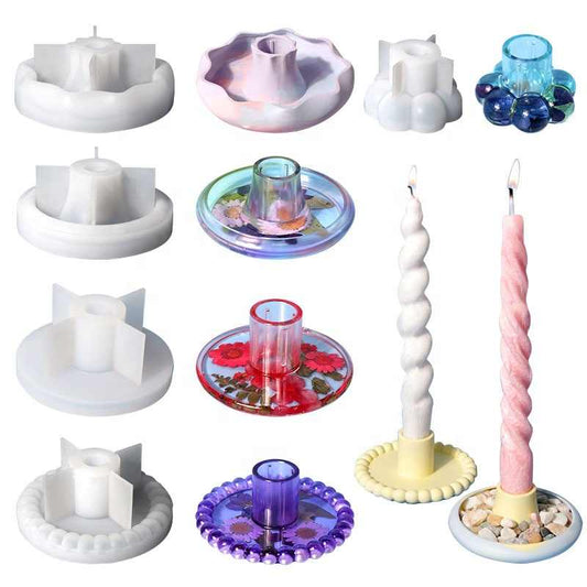 Floral Epoxy Resin Candle Holder Mold - Oval Silicone Stand for DIY Wedding & Party Decor, Craft Supplies