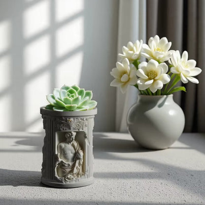 Greek Column Silicone Mold | 9cm Roman Statue Bas-Relief Candle Wax Planter Brush Holder