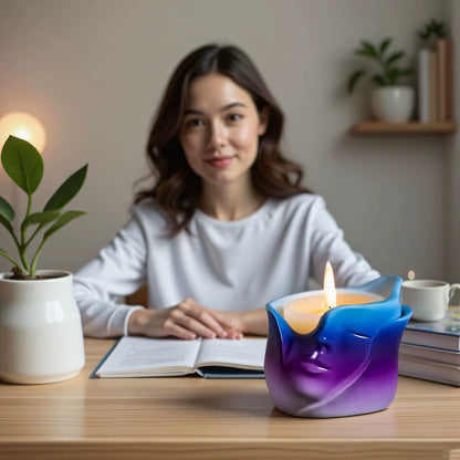 Abstract Face Silicone Mold | 9cm Wavy Profile Candle Wax Planter Brush Holder
