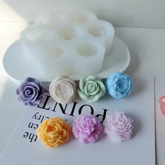 7-in-1 Flower Candle Silicone Mould – Rose, Peony & Mixed Floral Shapes