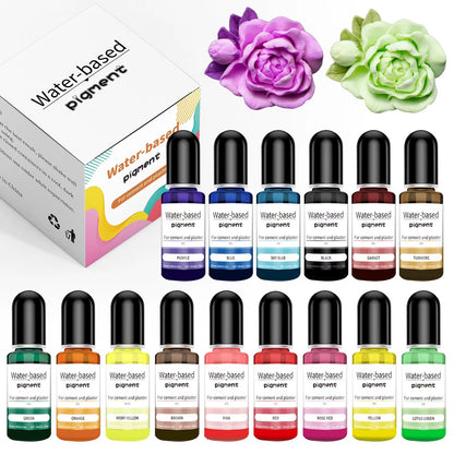 Water-based pigment 15-color set with plaster mountain and flower examples