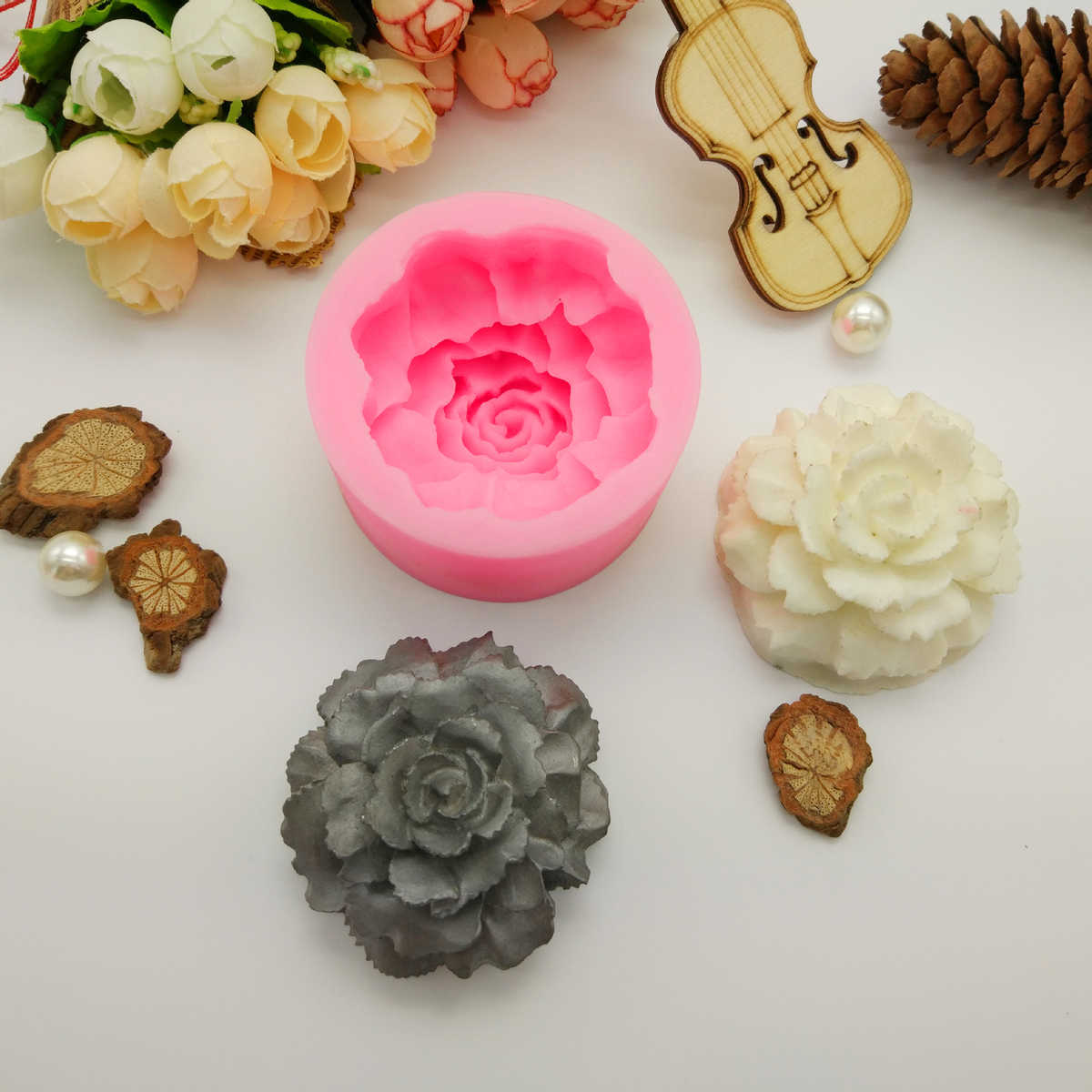 Kaijie Carnation Silicone Mold DIY Sugar Chocolate Cake Candle Decoration Drip Glue Mold