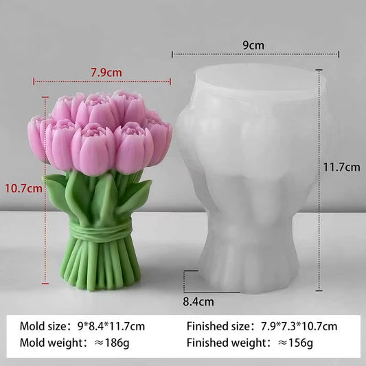 Bloom Creations tulip bouquet silicone mold for candle making, soap, and resin art