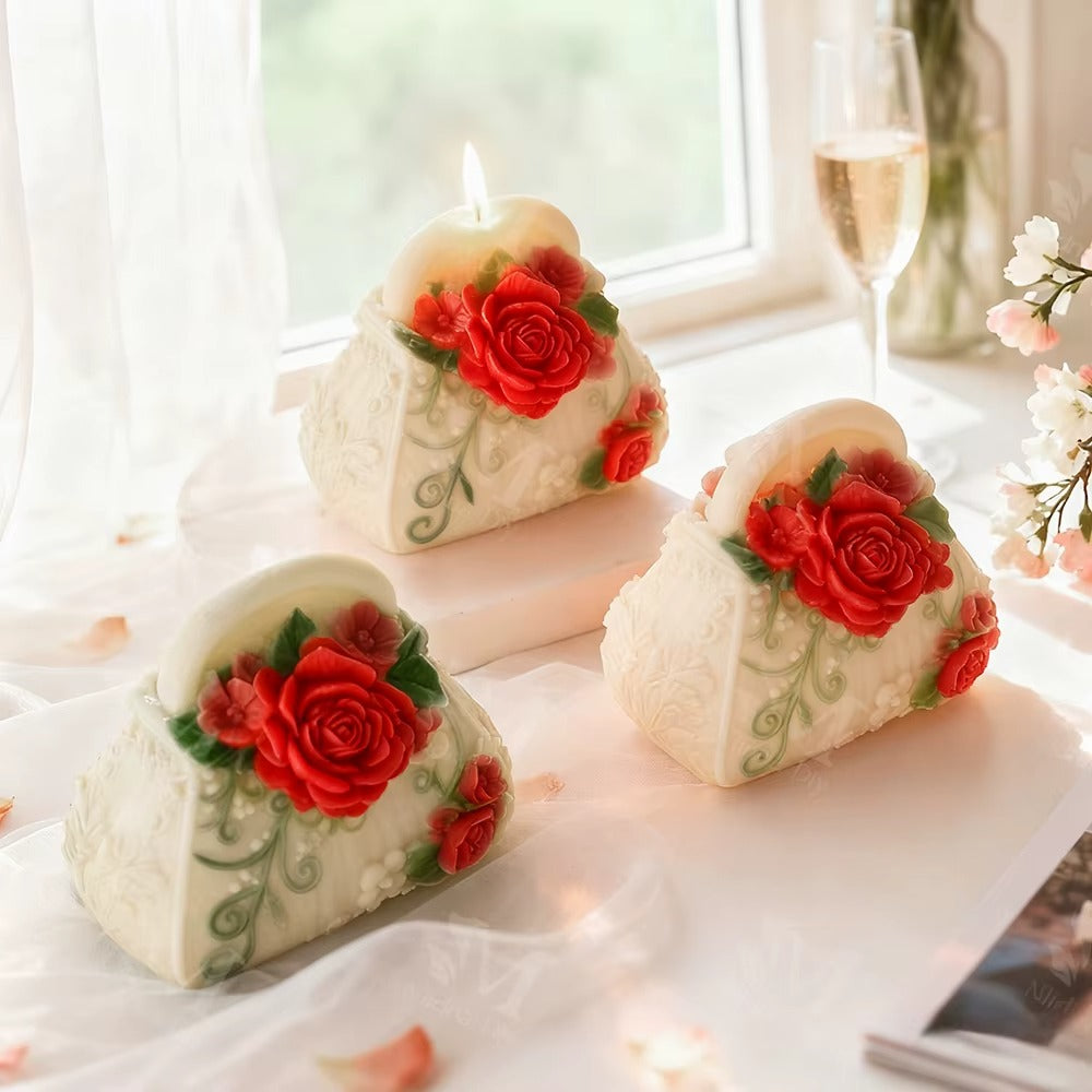 Floral Handbag Candle Silicone Mould – Rose & Peony Bag Shape