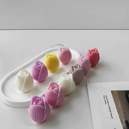 3d Tulip Flower Shape Candle Mould Romantic Flower Aromatherapy Soap Aroma Candle Making Mould