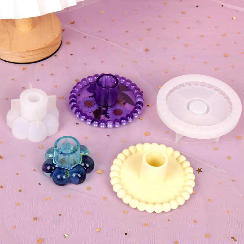 Floral Epoxy Resin Candle Holder Mold - Oval Silicone Stand for DIY Wedding & Party Decor, Craft Supplies