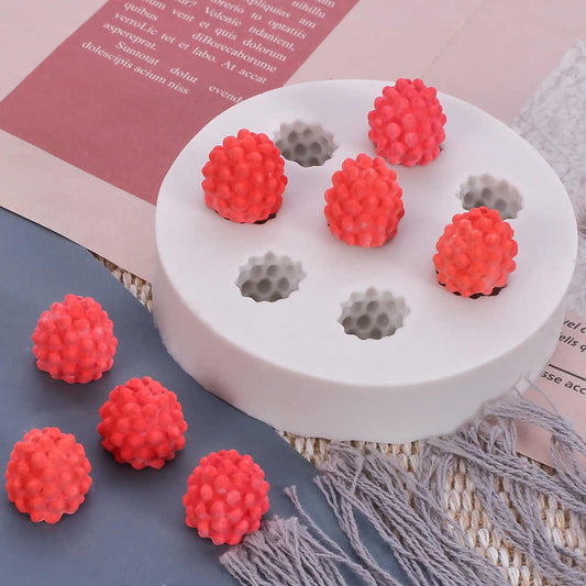 3D Raspberry Mould for Chocolate Candy & Soap Making―Silicone Mould for DIY Activity, Homemade Resin Clay Art Kitchen Baking Cake Decoration Reusable & Food Grade (White 08-Cavities) 1-Pc