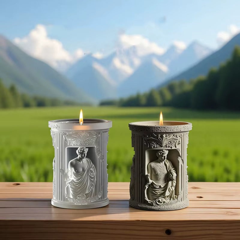 Greek Column Silicone Mold | 9cm Roman Statue Bas-Relief Candle Wax Planter Brush Holder