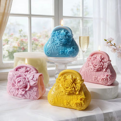 Floral Handbag Candle Silicone Mould – Rose & Peony Bag Shape
