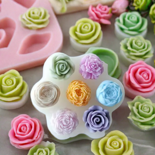 7 kinds of flower scented candle silicone mold rose peony flower DIY hand glue plaster mold