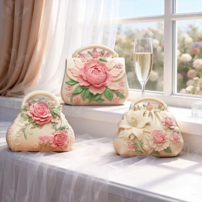 Floral Handbag Candle Silicone Mould – Rose & Peony Bag Shape
