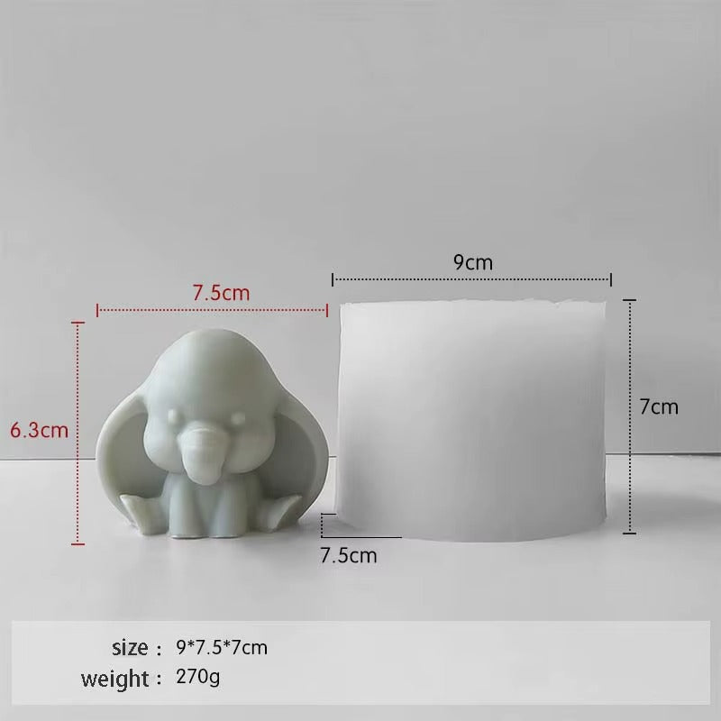 Bloom Creations Baby Elephant Silicone Mold for DIY Crafting, Reusable Flexible Non-Stick Resin Soap Candle Chocolate Making, Grey Animal Figure Mould for Home Decor Projects