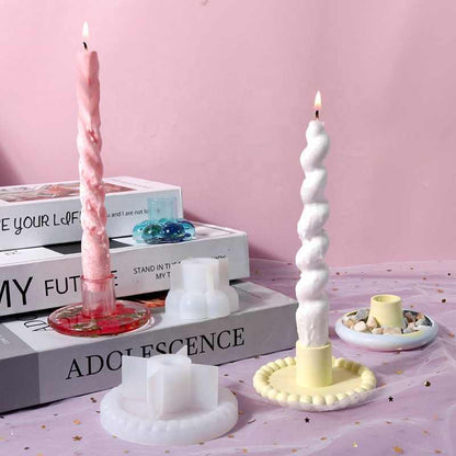 Floral Epoxy Resin Candle Holder Mold - Oval Silicone Stand for DIY Wedding & Party Decor, Craft Supplies