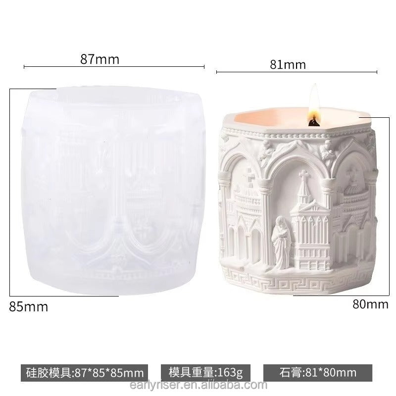 Gothic Cathedral Silicone Mold | 8cm Church Candle Wax Brush Holder Planter Mold