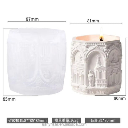 Gothic Cathedral Silicone Mold | 8cm Church Candle Wax Brush Holder Planter Mold