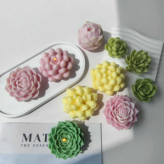 Diy Handmade Succulent Plaster Decoration Silicone Molds 3d Succulent Series Aromatherapy Flower Plant Candle Molds For Gift