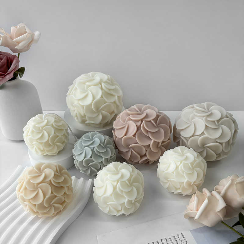 Small Flower Ball Aroma Candle Mould DIY Egg Flower Hydrangea Handmade Soap Plaster Arrangement Silicone Molds