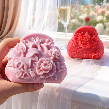 Floral Handbag Candle Silicone Mould – Rose & Peony Bag Shape